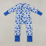 LR2511 Game Day Go Fight Win Bows Baby Footie Sleepers