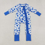 LR2511 Game Day Go Fight Win Bows Baby Footie Sleepers