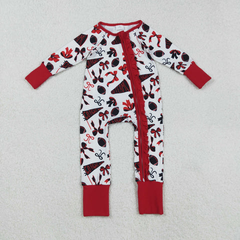 LR2512 Game Day Go Fight Win Bows Baby Sleepers