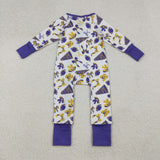 LR2513 Game Day Go Fight Win Bows Baby Footie Sleepers