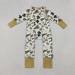LR2515 Game Day Go Fight Win Bows Baby Footie Sleepers
