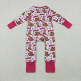 LR2516 Cowboy Howdy Hats Pink Baby Footie Sleepers