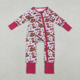 LR2516 Cowboy Howdy Hats Pink Baby Footie Sleepers