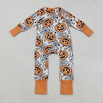 LR2528 Halloween Pumpkin Orange Baby Footie Sleepers