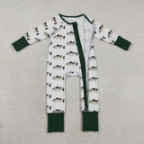 LR2531 Fishing Green Baby Sleepers Footie Romper