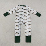 LR2531 Fishing Green Baby Sleepers Footie Romper