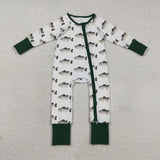 LR2531 Fishing Green Baby Sleepers Footie Romper