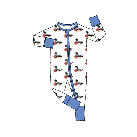 Preorder MOQ 5 pcs LR2533 Mallard Ducks Blue Baby Sleepers