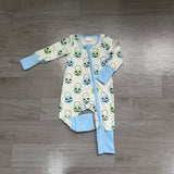 Preorder Samples LR2534 Pumpkin Basket Green Blue Baby Sleepers