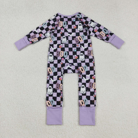 LR2541 Halloween Ghost BOO Purple Baby Sleepers