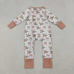 LR2545 Mallard Ducks Bows Baby Footie Sleepers