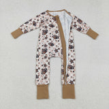 LR2548 Football Star Plaid Baby Footie Sleepers