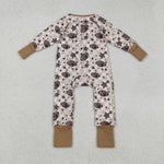 LR2548 Football Star Plaid Baby Footie Sleepers