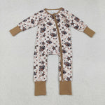 LR2548 Football Star Plaid Baby Footie Sleepers