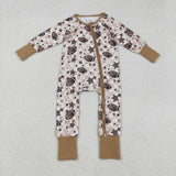 LR2548 Football Star Plaid Baby Footie Sleepers