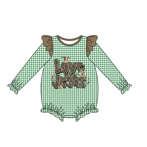 Preorder MOQ 5 pcs LR2551 Love Like Jesus Mallard Ducks Baby Girls Romper