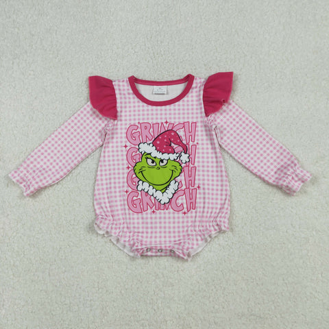 LR2554 Christmas Green Animals Baby Girls Romper
