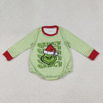 LR2555 Christmas Green Animals Red Baby Boys Romper