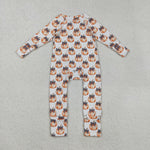 LR2557 Fall Pumpkin Bows Baby Footie Sleepers