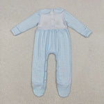 LR2561 Embroidery Thanksgiving Turkey Pumpkin Footie Baby Boy Romper