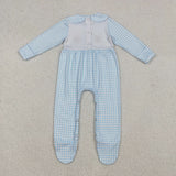 LR2561 Embroidery Thanksgiving Turkey Pumpkin Footie Baby Boy Romper