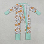 LR2565 Fall Pumpkin Mint Baby Footie Sleepers