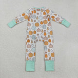 LR2565 Fall Pumpkin Mint Baby Footie Sleepers