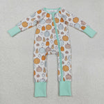 LR2565 Fall Pumpkin Mint Baby Footie Sleepers