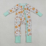 LR2565 Fall Pumpkin Mint Baby Footie Sleepers