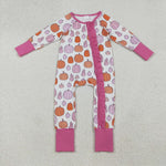 LR2566 Fall Pumpkin Pink Baby Footie Sleepers
