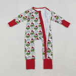 LR2574 Christmas Green Animal Red Baby Footie Sleepers