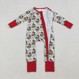 LR2574 Christmas Green Animal Red Baby Footie Sleepers