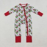 LR2574 Christmas Green Animal Red Baby Footie Sleepers
