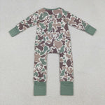 LR2582 Hunting Camo Deer Elk Baby Footie Sleepers