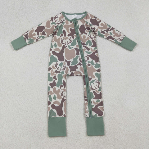 LR2582 Hunting Camo Deer Elk Baby Footie Sleepers