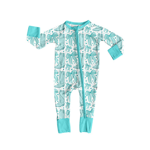 Preorder 09.21 LR2587 Western Cowgirl Boots Bows Baby Sleepers