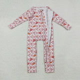 LR2594 Pumpkin Pie Bows Pink Baby Sleepers