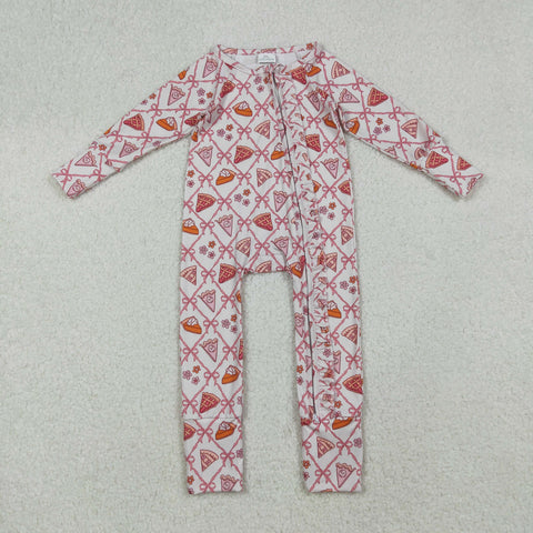 LR2594 Pumpkin Pie Bows Pink Baby Sleepers