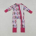 LR2598 Christmas Soldier Pink Baby Footie Sleepers