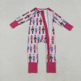 LR2598 Christmas Soldier Pink Baby Footie Sleepers