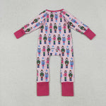 LR2598 Christmas Soldier Pink Baby Footie Sleepers