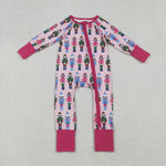 LR2598 Christmas Soldier Pink Baby Footie Sleepers