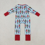 LR2599 Christmas Soldier Blue Baby Sleepers