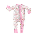 Preorder 09.25 LR2602 Christmas Santa Milk Cookie Pink Baby Sleepers