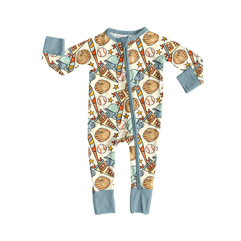 Preorder MOQ 5 pcs LR2606 Go Team Baseball Baby Sleepers
