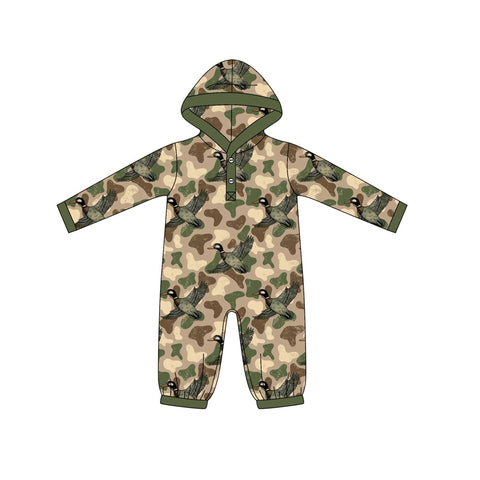 Preorder 09.25 LR2608 Mallard Ducks Camo Hoodie Baby Boys Romper