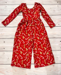 Preorder 09.25 LR2609 SR3178 Christmas Candy Canes Red Girl's Jumpsuit