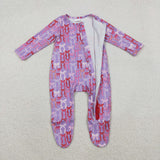 LR2610 Coquette Bows Purple Pink Baby Sleepers
