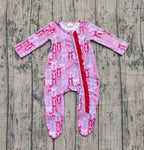 Preorder Samples LR2610 Coquette Bows Purple Pink Baby Sleepers