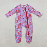 LR2610 Coquette Bows Purple Pink Baby Sleepers